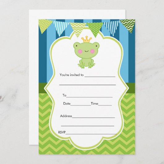 Prince Frog Invitation Fill In (Devant / Derrière)