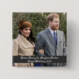 Prince Harry & Meghan Markle Royal Wedding 2018 Vierkante Button 5,1 Cm