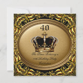 Prince King Gold Royal Black Crown Birthday 3 Kaart (Voorkant)