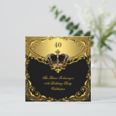 Prince King Gold Royal Black Crown Birthday Kaart (Staand voorkant)