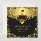 Prince King Gold Royal Black Crown Birthday Kaart (Voorkant)