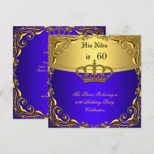Prince King Red Gold Royal Blue Crown Birthday 60 Kaart