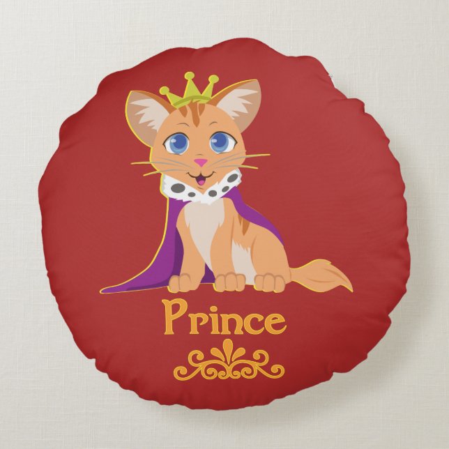 Prince Kitten Rond Kussen (Achterkant)