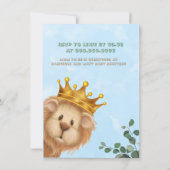 Prince Lion Golden Crown Boy Baby shower Kaart (Achterkant)