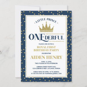 Prince ONEderful First Birthday Party Invitation Kaart