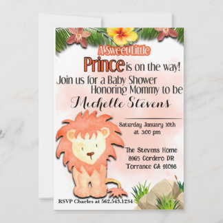 Prince op weg Lion Baby shower uitnodiging