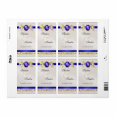 Prince & Princess Blue Jewel Vin Mariage Étiquette (Feuille entière)