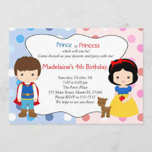 Prince Princess Invitation Kids Birthday Party Kaart