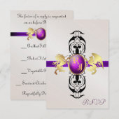 Prince & Princess Purple RSVP Réponse Invitation 2 (Devant / Derrière)
