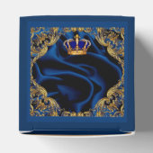 Prince Royal blauw en goud kroon en zijde Bedankdoosjes (Bovenkant)