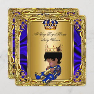 Prince Royal Blue Baby shower Regal Gold Boy 2 Kaart