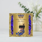 Prince Royal Blue Baby shower Regal Gold Boy Kaart (Staand voorkant)