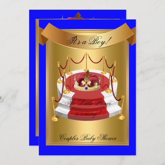 Prince Royal Blue Boy Baby shower Crown Kaart (Voorkant / Achterkant)