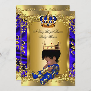 Prince Royal Blue Boy Baby shower Regal Gold Kaart
