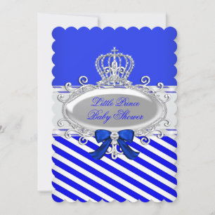 Prince Royal Boy Baby shower Blue White Stripe Kaart