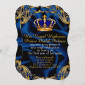 Prince Royal couronne bleue et or et invitation en (Devant / Derrière)