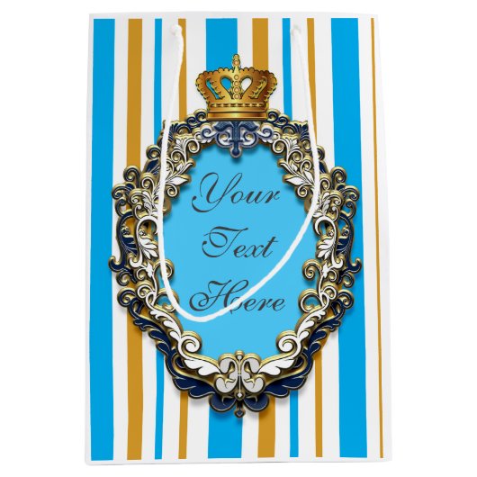 Prince Royal Crown Blue & Gold gepersonaliseerde t Medium Cadeauzakje (Voorkant)