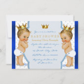 Prince Twin Boy Baby shower Blonde Kaart (Achterkant)
