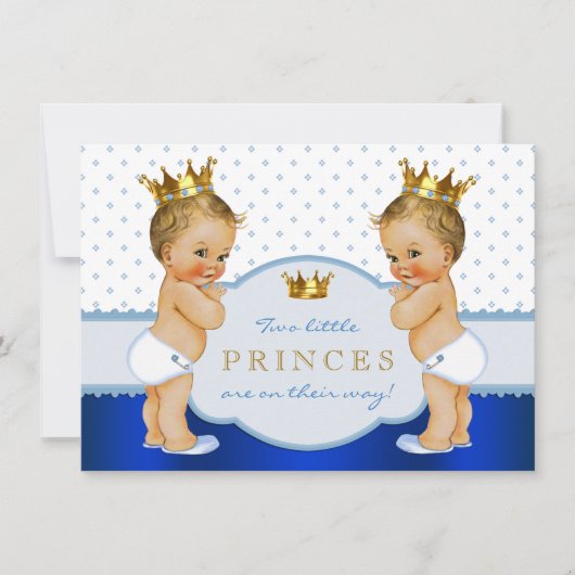 Prince Twin Boy Baby shower Blonde Kaart (Voorkant)