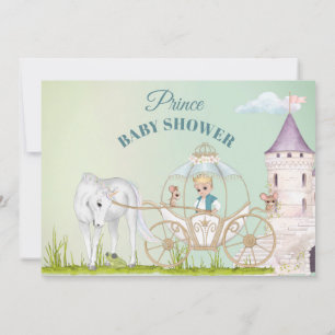 Prince Unicorn Crown Baby Boy Shower Kaart