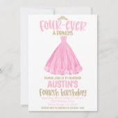 Princess 4th Birthday Party Invitation (Devant)