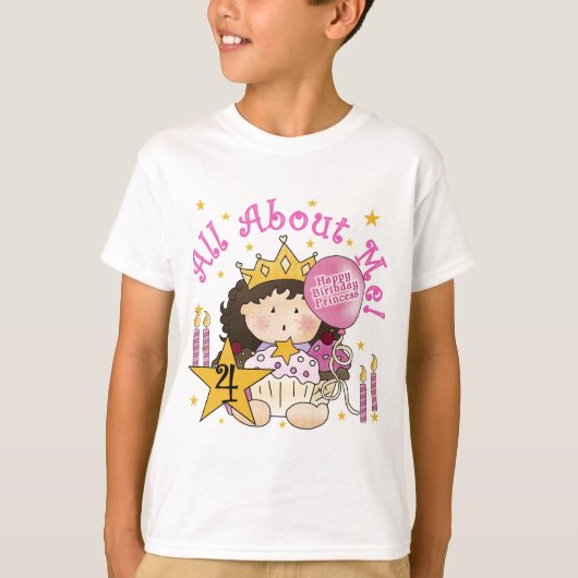 Princess All About Me 4th Birthday Tshirts (Devant)