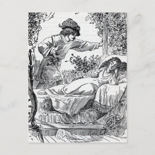 Princess alseep in Bed in Forest Prince Briefkaart (Voorkant)