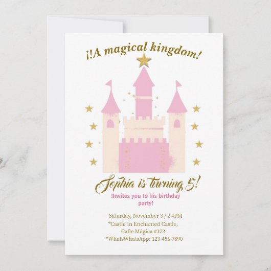 Princess and Castle Birthday Invitation | "Childre (Devant)