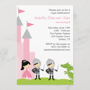 Princess and Knachten Birthday Invitations Kaart