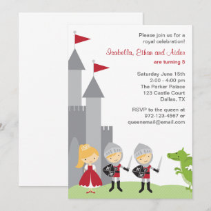 Princess and Knachten Birthday Invitations Kaart
