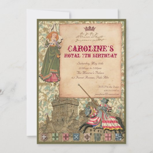 Princess and Knight Party Invitation Kaart (Voorkant)