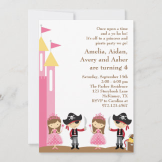 Princess and Pirate Invitation Kaart