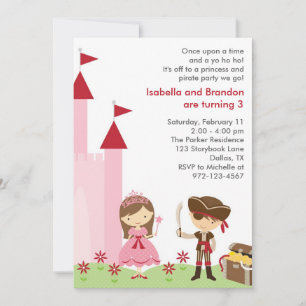 Princess and Pirate Invitation Kaart