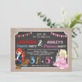 Princess and Pirate Joint BIrthday Invitation Kaart (Staand voorkant)