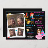 Princess and Pirate-verjaardagsuitnodiging Twee th Kaart (Voorkant / Achterkant)