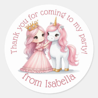 Princess and Unicorn Floral Waterverf Sticker