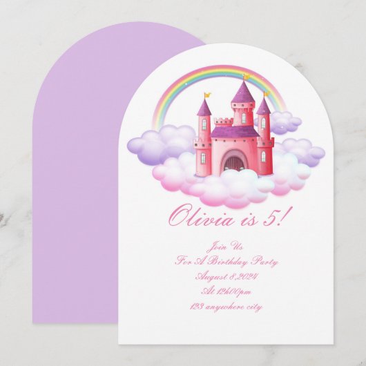 PRINCESS ANNIVERSAIRE INVITATION (Devant / Derrière)