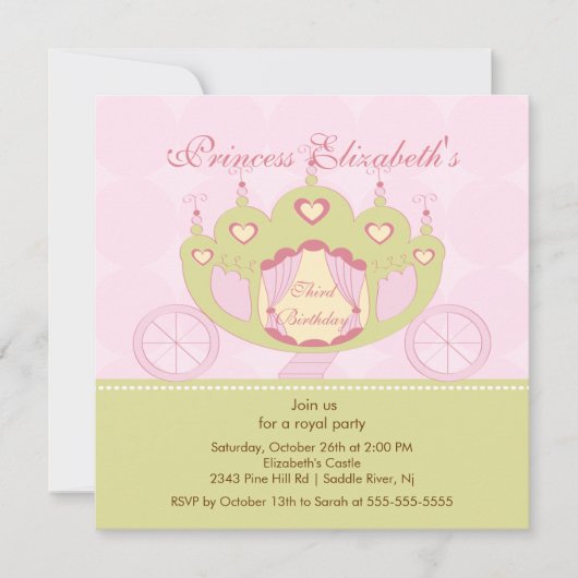 Princess Anniversaire Invitation Cute Carrie (Devant)