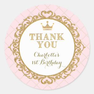 Princess Baby Dank je wel, Sticker Birthday Favors