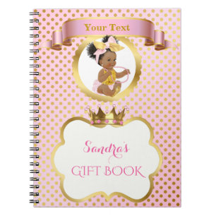 Princess Baby Girl Big Bow Pink Gold Gift Guest Notitieboek