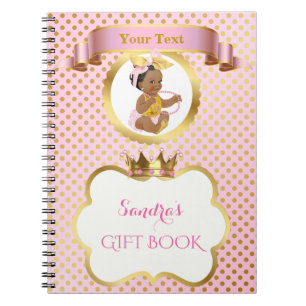 Princess Baby Girl Big Bow Pink Gold Gift Guest Notitieboek