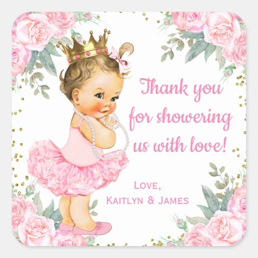 Princess Baby shower Favor Stickers (Voorkant)