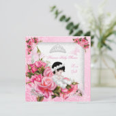 Princess Baby shower Girl Butterfly roze Rose Kaart (Staand voorkant)