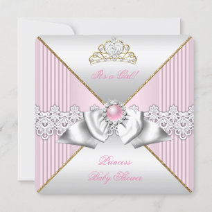 Princess Baby shower Girl Pink Gold Silver Kaart