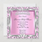 Princess Baby shower Girl Pink Gray Leopard Kaart (Achterkant)