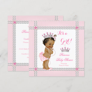 Princess Baby shower Girl Pink Pearls etnisch Kaart