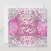 Princess Baby shower Girl Pink Silver Snowflakes Kaart (Voorkant)