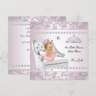 Princess Baby shower Girl Pink Silver-voorzitter b Kaart