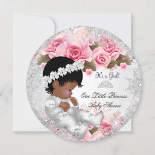 Princess Baby shower Girl Pink Snowflake Rozen R Kaart