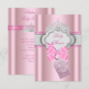 Princess Baby shower Girl Pink Tiara Princess Kaart